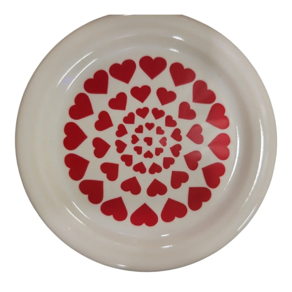Fiesta 2023 HLCCA Exc Scarlet Hearts on White, Silver Hearts On Scarlet Coasters